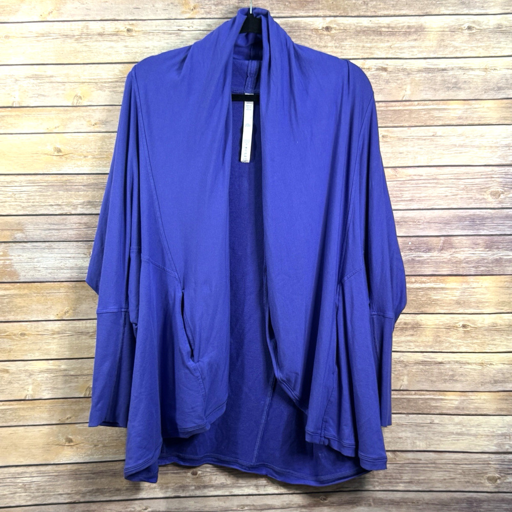 Lululemon To & Flow Purplish Blue Wrap Cardigan Open Front Athleisure 10